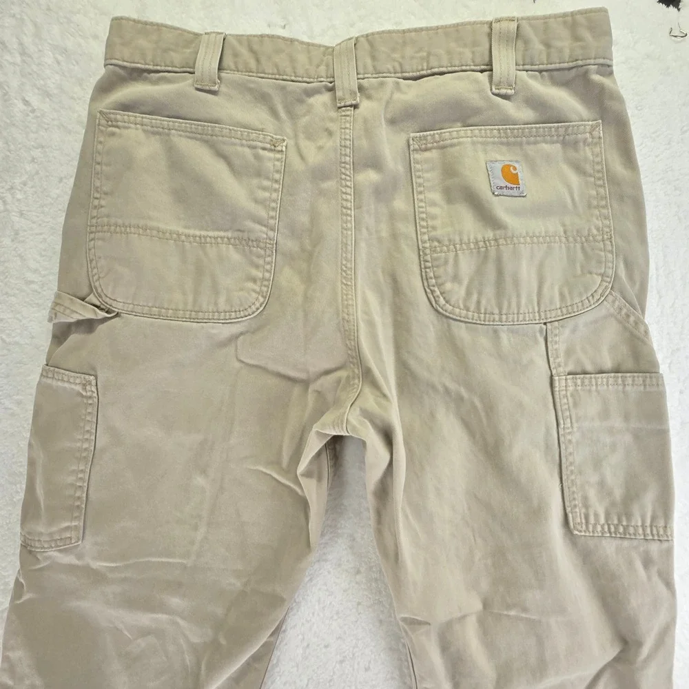 Carhartt Carpenter Utility Tech Pants Mens 34x31 Khaki Dungaree Canvas‎ Durable